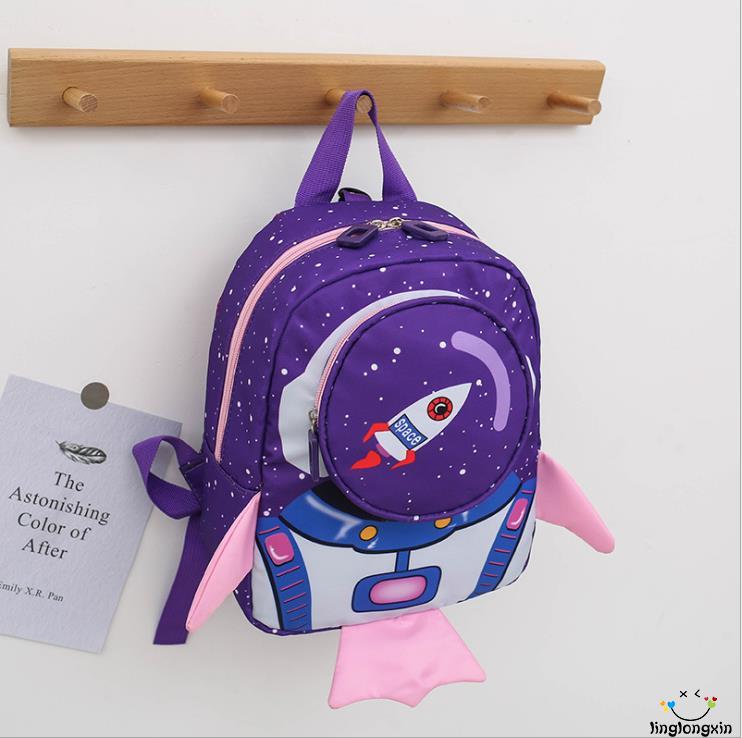 NFW♥Kids Backpack with Safety Leash, Lovely 3D Cartoon Rocket Lightweight School Bookbag