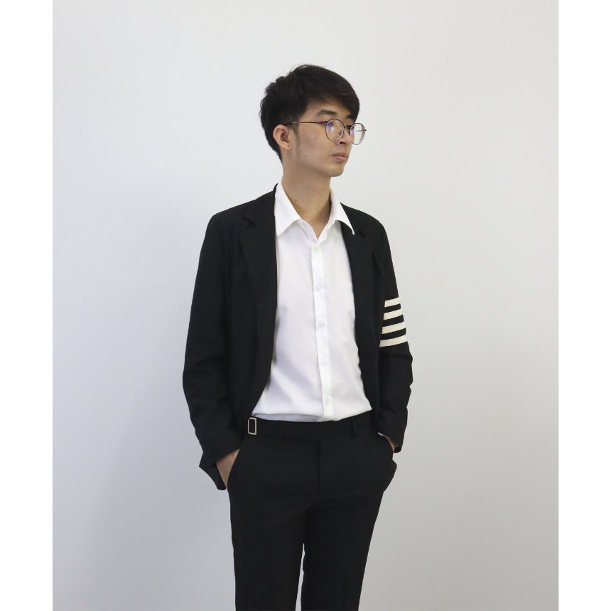 Áo vest blazer s365 store nam hàn quốc tay kẻ sọc kiểu cách thời trang - JK0103