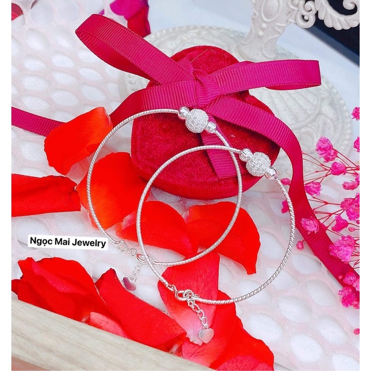 Lắc tay bạc dàng kiềng mix bi đá nhẹ nhàng sang trọng - Ngọc Mai Jewelry