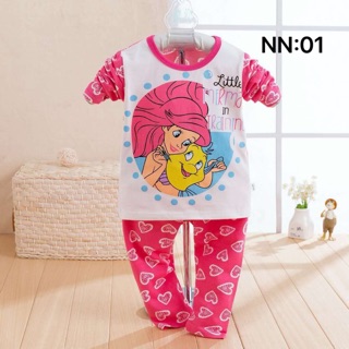 Bộ cotton dài tay bé gái