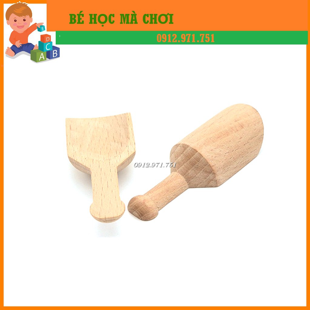 Muỗng gỗ tập xúc bột vận động tinh cho bé| Đồ chơi cho bé 2 tuổi