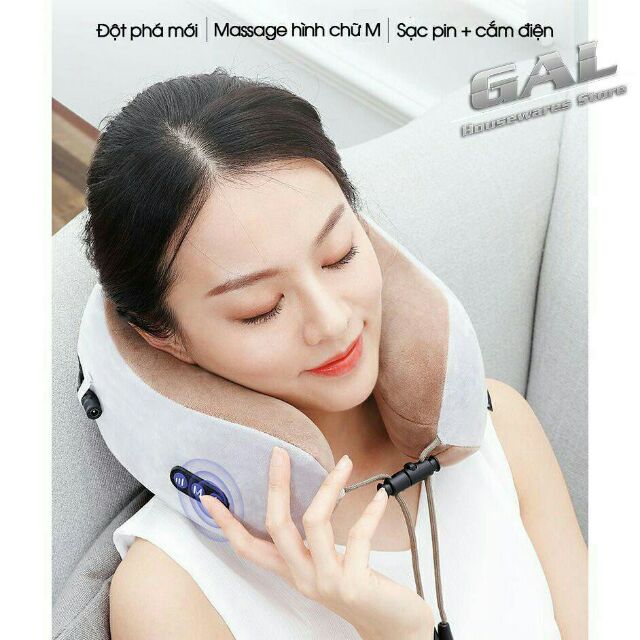 Gối chữ M massage cổ thư giãn căng thẳng hiệu quả