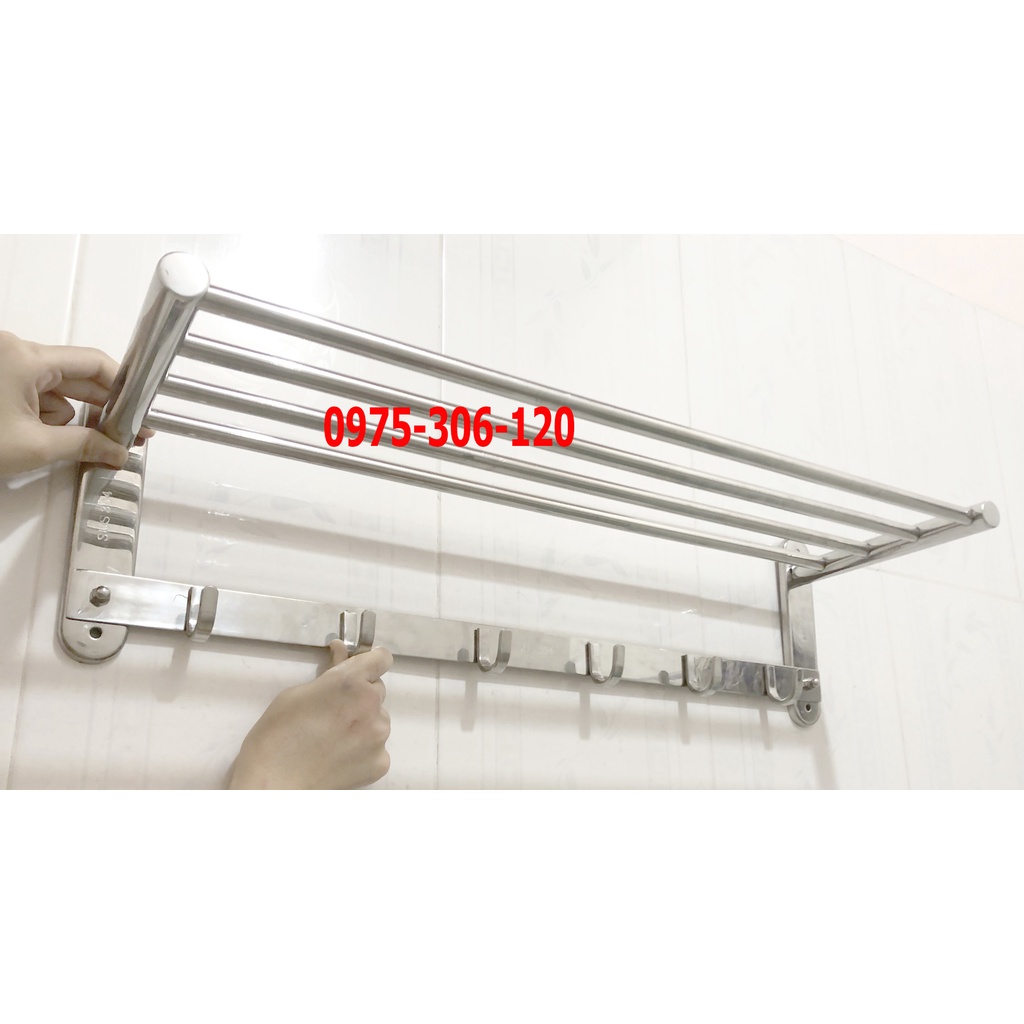 [CHẮC CHẮN DÀY 100% INOX 304] Máng Khăn Tắm Thanh Treo Khăn ĐA NĂNG có móc áo 100% INOX 304 MKT2 hàng đặt xưởng bao xài