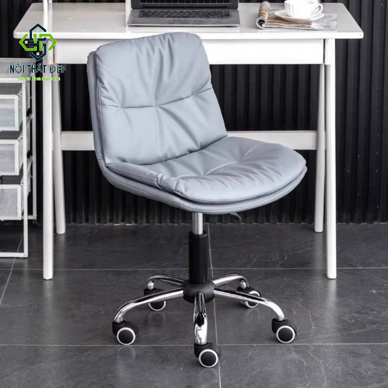 Ghế Quầy Xoay Thấp Da Nappa Cao Cấp QB-322B, Có Xoay 360 Độ, Có Nâng Hạ Chiều Cao