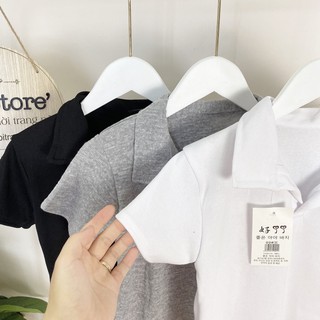 Áo croptop polo cộc tay nữ 🦋 áo crt cổ bẻ chất thun gân 3 màu 🦋