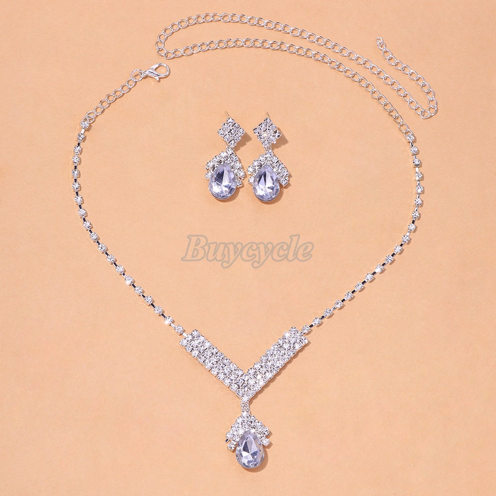 Bộ Vòng cổ + Bông Tai Thời Trang Đơn Giản Cho Cô Dâu