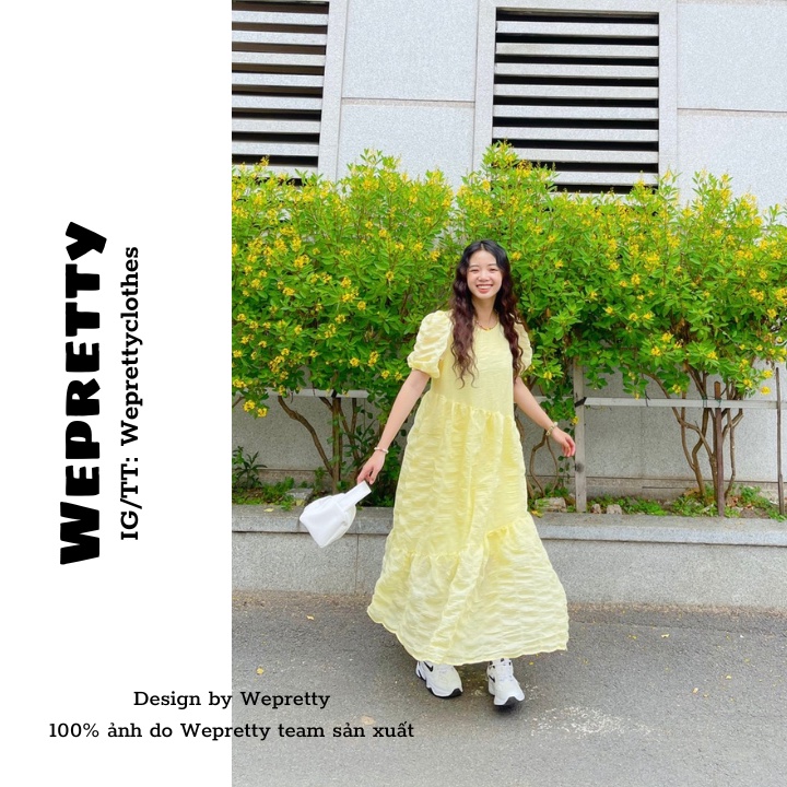 Váy maxi suông dài dáng babydoll màu vàng chanh Wepretty Clothes VH03