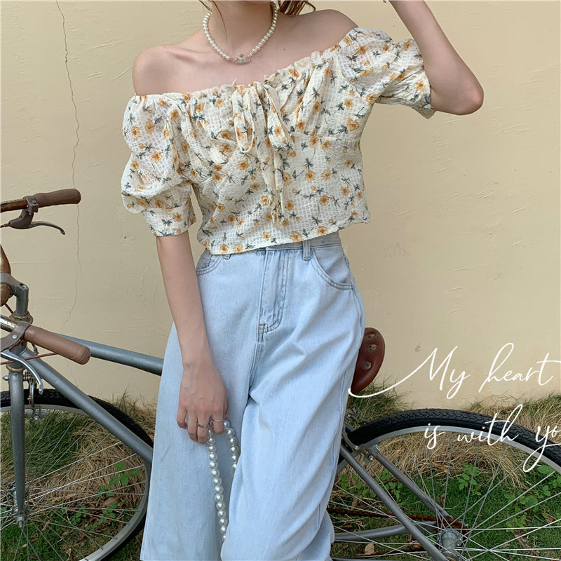 Áo Sơ Mi Tay Phồng Họa Tiết Hoa Thời Trang Nữ Tính