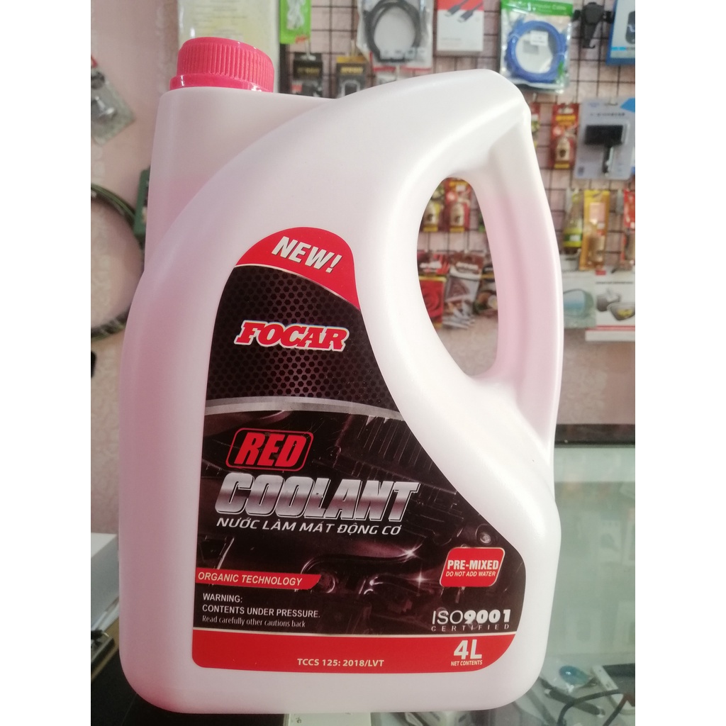 Nước làm mát động cơ ôtô FOCAR RedCoolant 4 lít màu đỏ ( Ship hỏa tốcTpHCM)