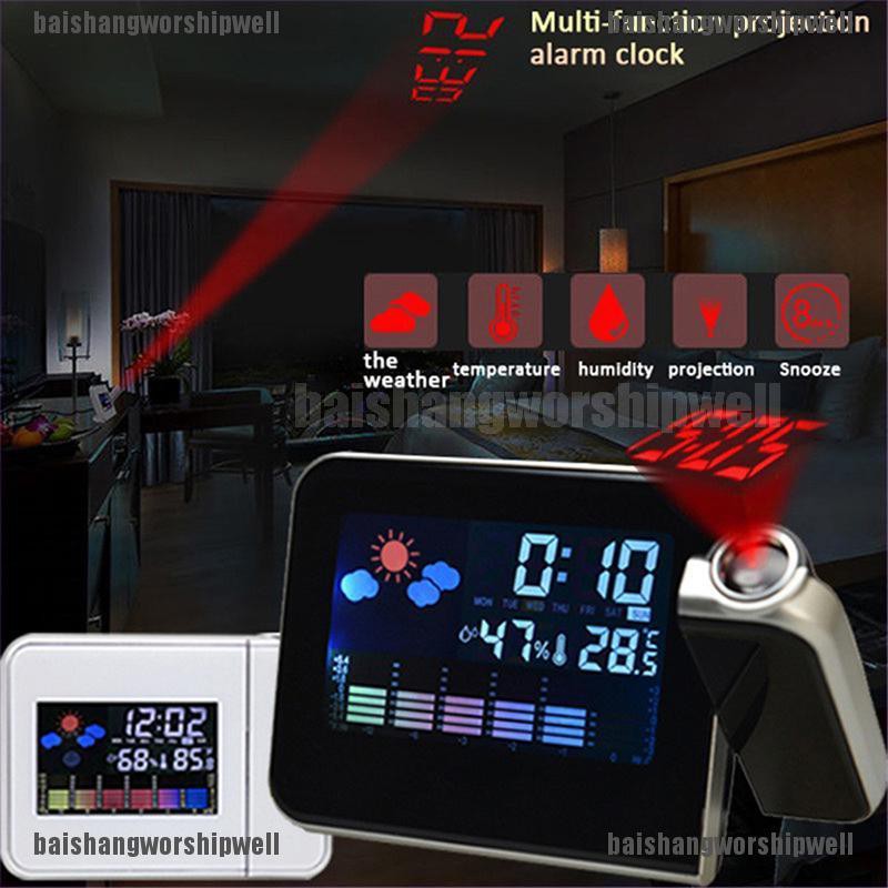 [baishangworshipwell♥]Projection Alarm Clock for Bedrooms with Weather Station, Digital Projection