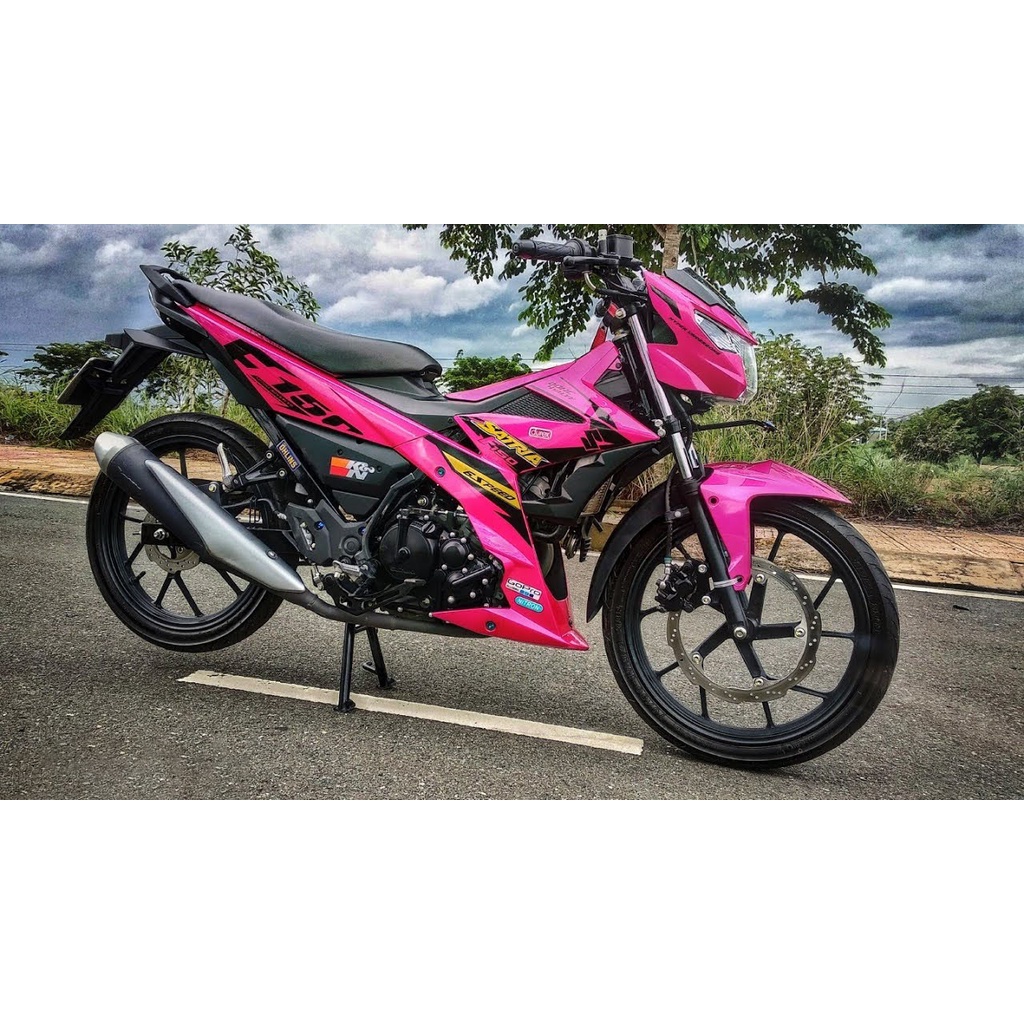 Tem rời cao cấp Raider FI dán xe hồng, phối đen vàng. Decal in UV ép nhiệt kích thước chuẩn, không bay màu