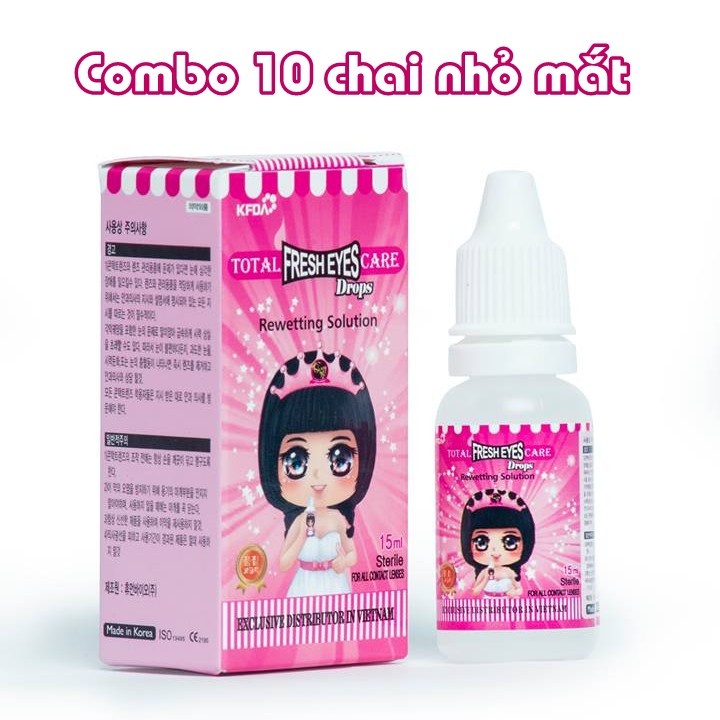 Combo sỉ 10 chai Nước nhỏ mắt cho lens Hàn Quốc Vassen Sexy Me - Nhỏ mắt hồng Fresh Eyes 15ml