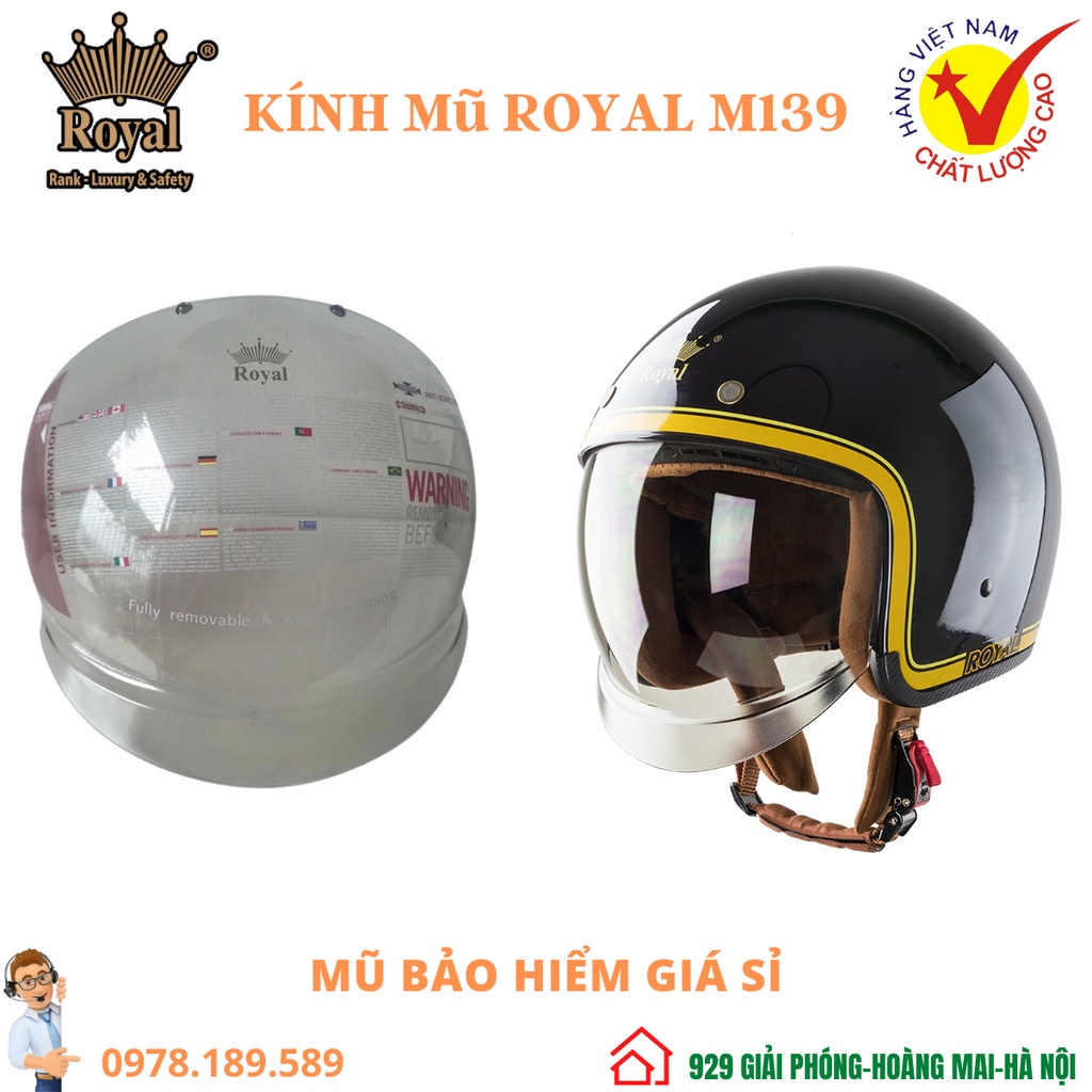 Kính Royal M139, Kính âm rời thay thế cho mũ bảo hiểm Royal M139 - Kính CHÍNH HÃNG