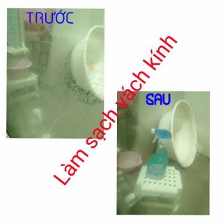 Tẩy cặn canxi vách kính nhà tắm
