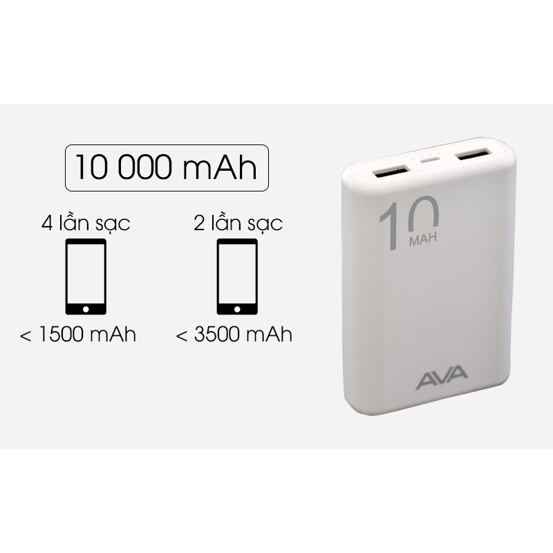 Pin Sạc Dự Phòng Polymer 10000mAh AVA PJ JP191_Hàng Chính Hãng