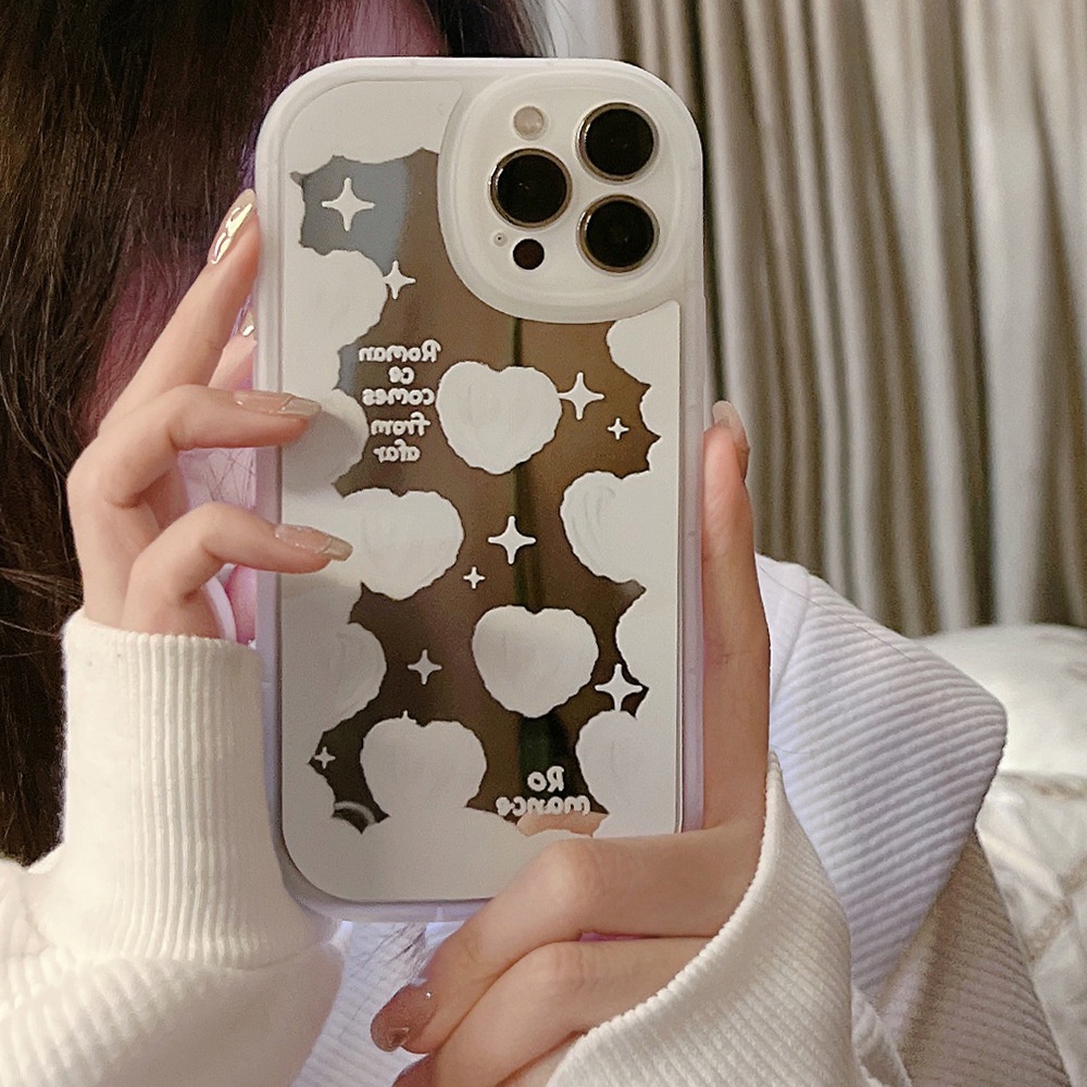 Ốp lưng iphone tráng gương mây trăng đầy sao cho Iphone 7 8 Plus SE X XS XS Max 11 12 13 Pro Max