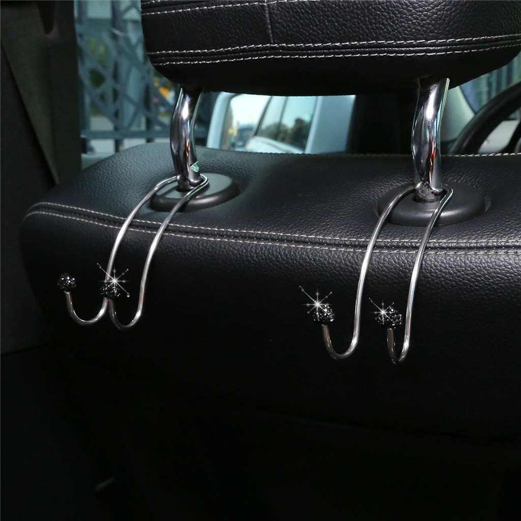 BOLILISHP 2Pcs Auto Seat Back Hangers Multifunctional Hidden Stainless Steel Peach Heart Car Headrest Hooks for Vehicle
