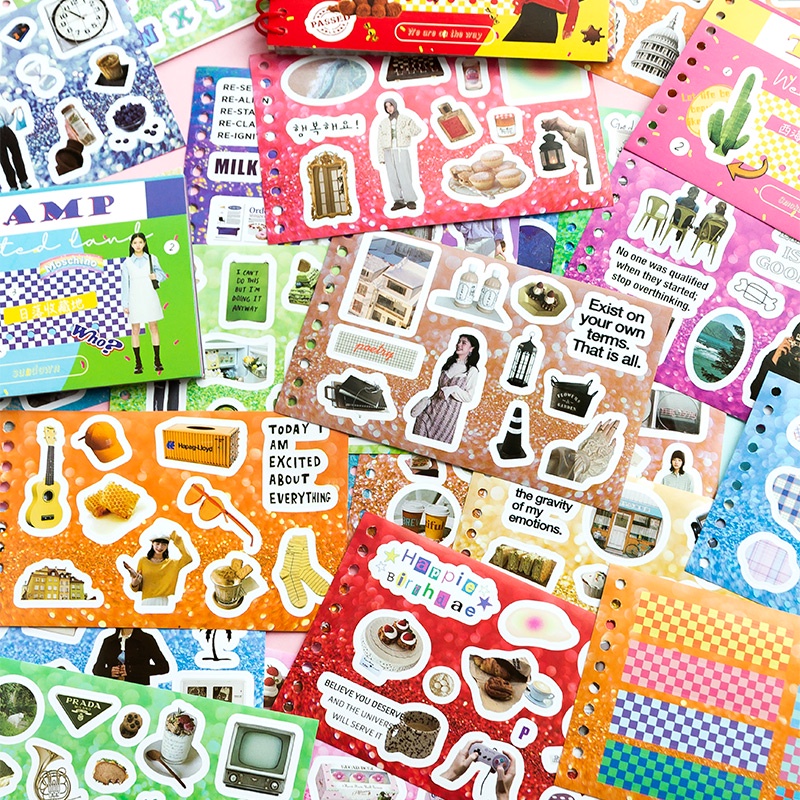 Mr.Paper 4 kiểu, 30 cái / cuốn, nhãn dán dễ thương, hồ sơ du lịch của bé gái, búp bê sành ăn, cắt khuôn, trang trí tài khoản tay sáng tạo, nhãn cuộn cuộn vật liệu tự làm