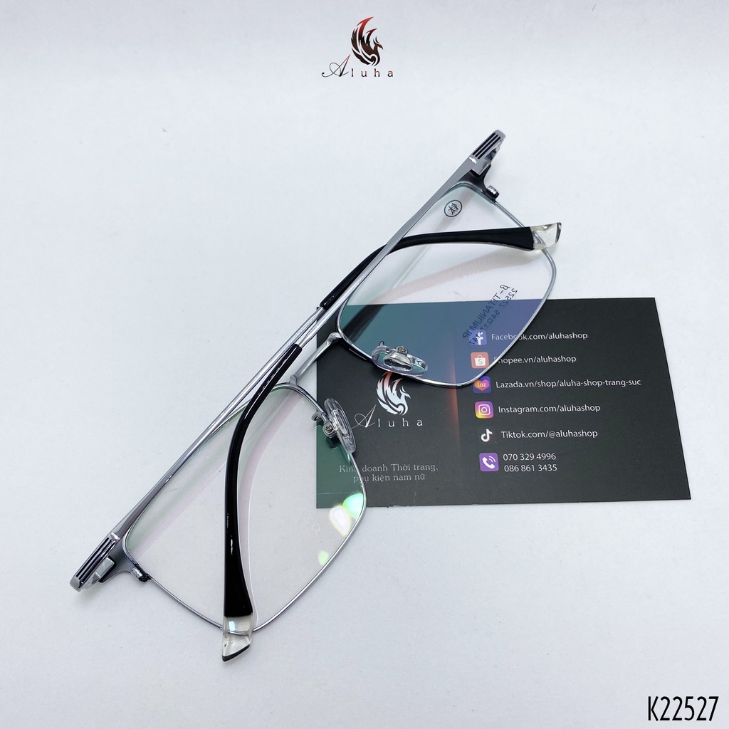 Gọng kính Titan tinh khiết cao cấp siêu nhẹ siêu bền siêu dẻo - K22527 - Aluha