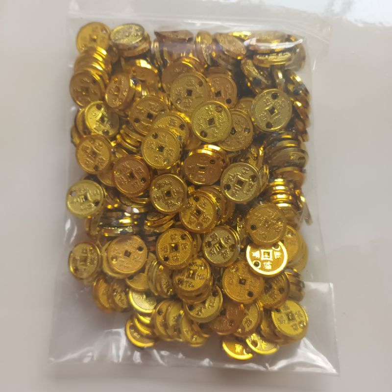 Gói 100 đồng xu thiếc vàng 1cm là thủ công làm handmade