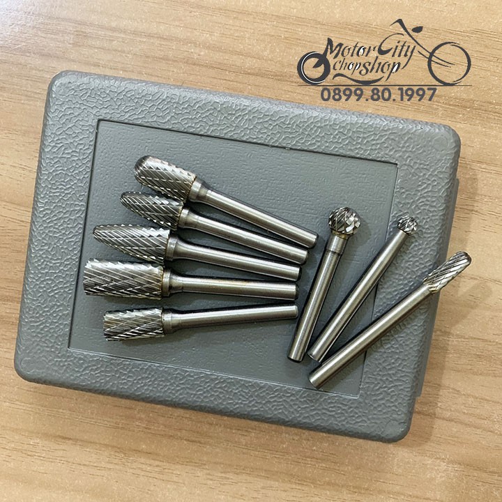 Bộ 8 Mũi Mài, Khắc, Làm Lũa vonfram cao cấp Trục 6mm đầu mài 6 - 11mm