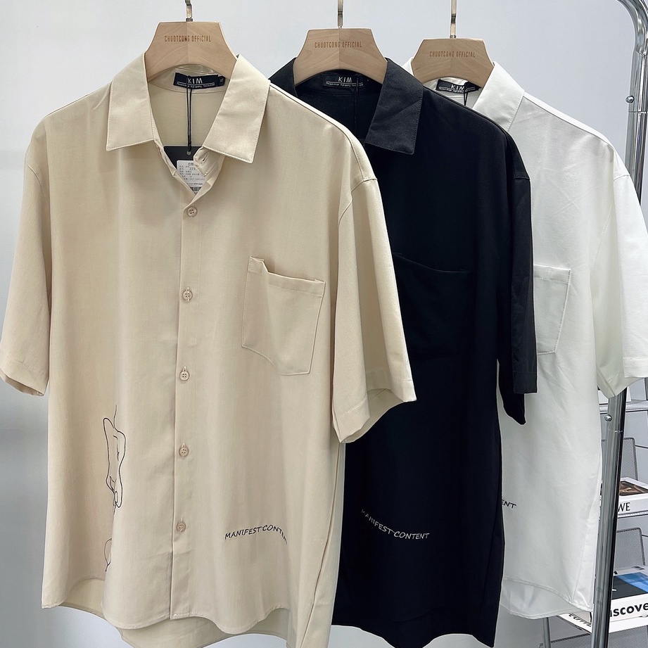 ÁO SƠMI HOẠ TIẾT 2235 CHUOTCONG OFFICIAL (Trắng,Đen,Kem)