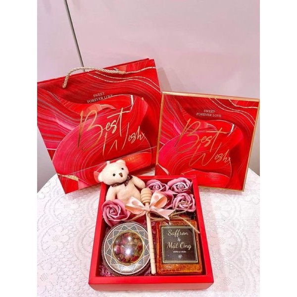 SỈ 25K Set Hộp quà tặng Valentine &amp; túi giấy mĩ phẩm socola sz L