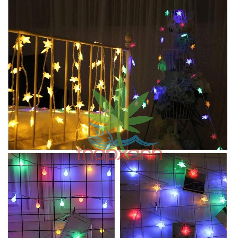 Đèn trang trí led nhấp nhánh hình sao, đèn trang trí led dây (10m)
