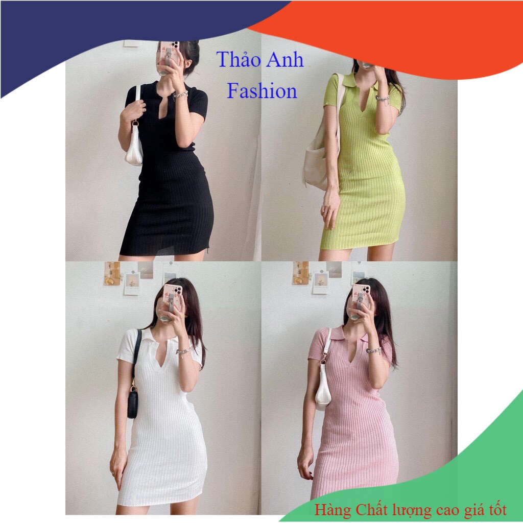 [VÁY POLO] Váy Body Nữ, Váy Len Đũa Cổ Đức Ôm Dáng Hàng Quảng Châu Mặc Xuyên Mùa