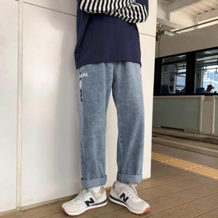 Quần Jeans Ống Rộng Hoa Cúc Nam Nữ Cạp Chun Phong Cách HIPHOP STREETWEAR Ulzzang Style dễ phối đồ  ཾ ་