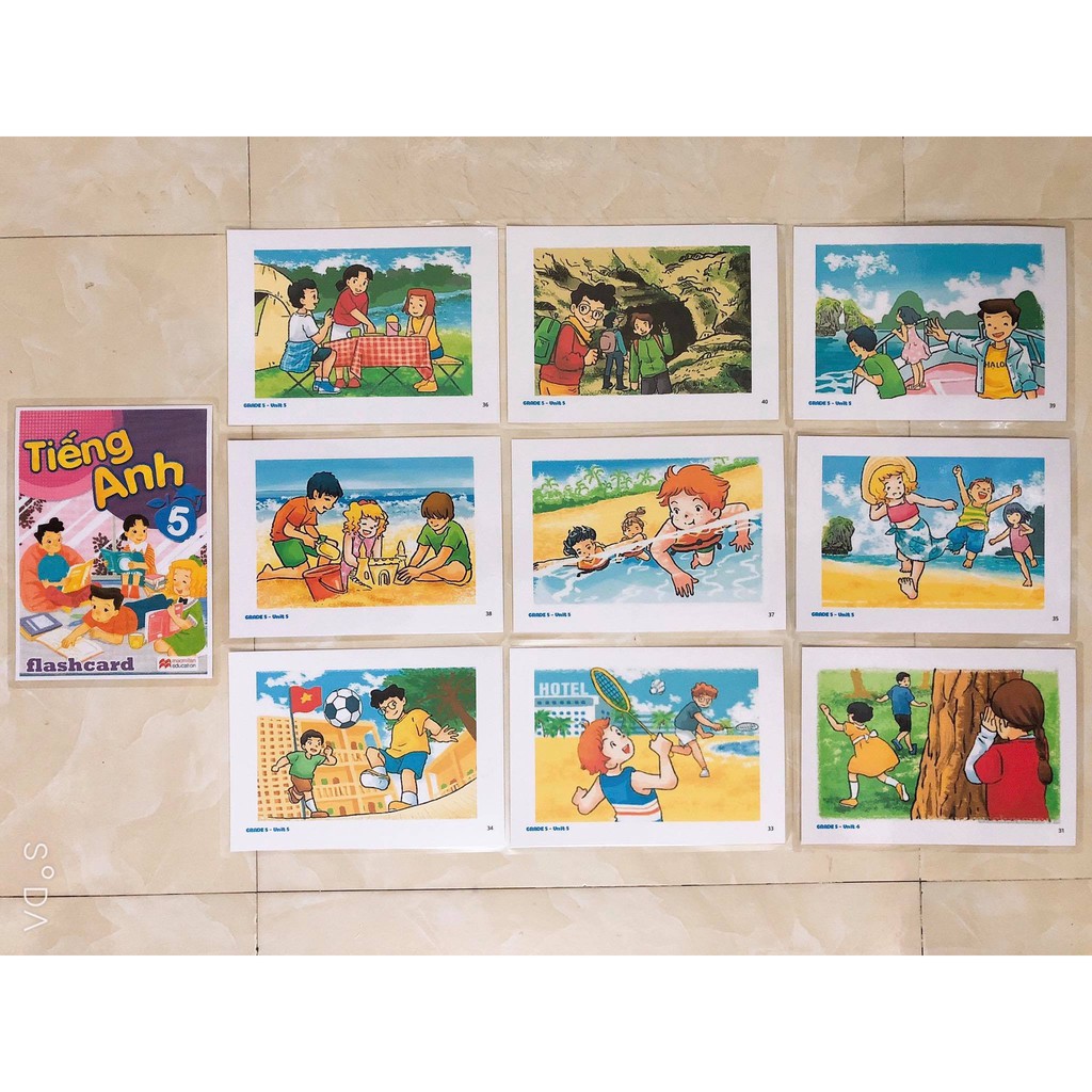 Bộ 156 Thẻ FLASHCARD TIẾNG ANH LỚP 5 - In 2 Mặt - Ép plastic