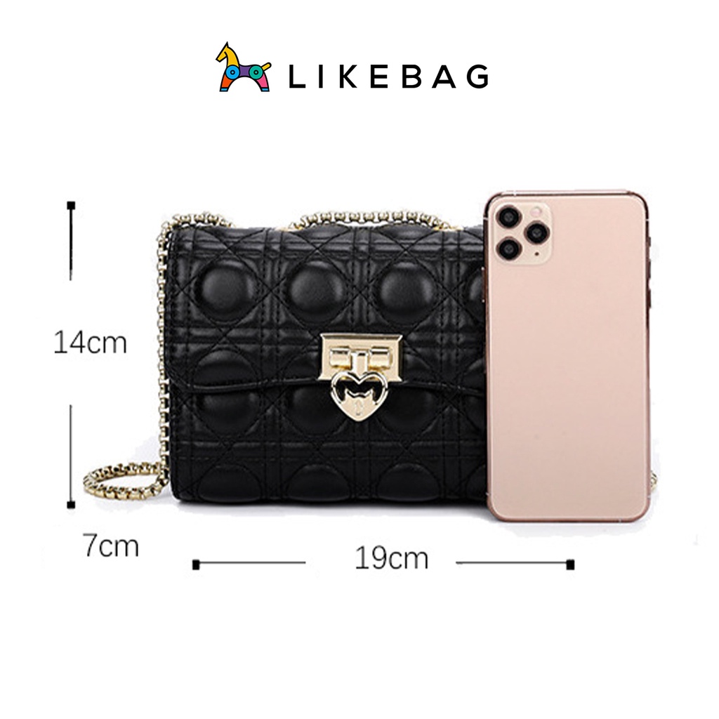Túi đeo chéo, kẹp nách thời trang LIKEBAG vân nổi phối quai xích độc lạ CJ014 - LIBAGI