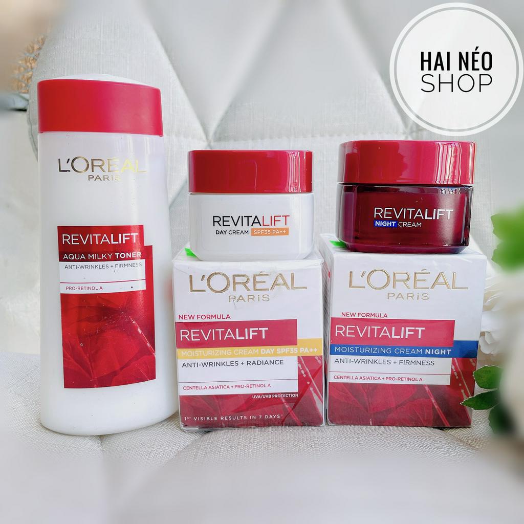 [SALE CẬN DATE 08/23] Bộ dưỡng chống lão hoá, tái tạo, phục hồi chứa Retinol, Collagen &amp; Rau má L'Oreal Revitalift