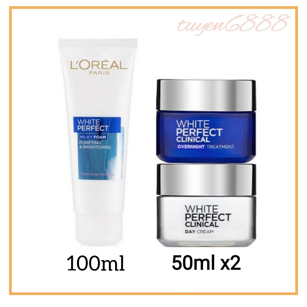 Bộ 3 sản phẩm làm sáng mịn và giảm thâm nám chuyên sâu L'oreal White Perfect Clinical