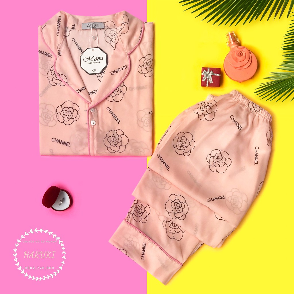 đồ ngủ pijama dài, chất liệu lụa mango cao cấp siêu mềm mịn. Cam kết hàng không nhàu nát. Hình shop chụp thật.