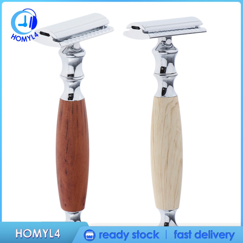 (Hàng Mới Về) Dao Cạo Râu Hai Mặt Tay Cầm Bằng Gỗ Cổ Điển | BigBuy360 - bigbuy360.vn