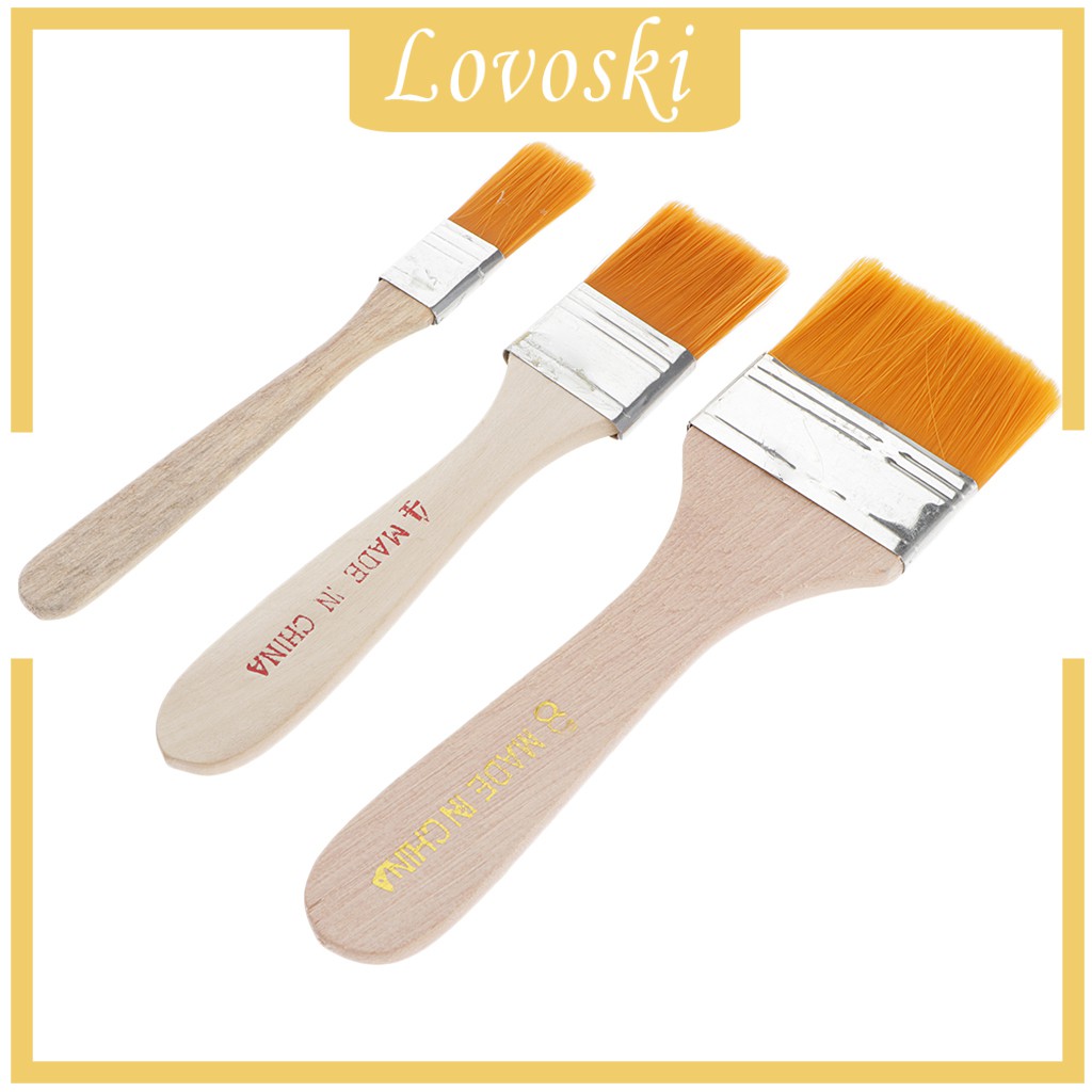 Set 3 Cọ Vẽ Tranh Sơn Dầu Tay Cầm Bằng Gỗ Tiện Dụng