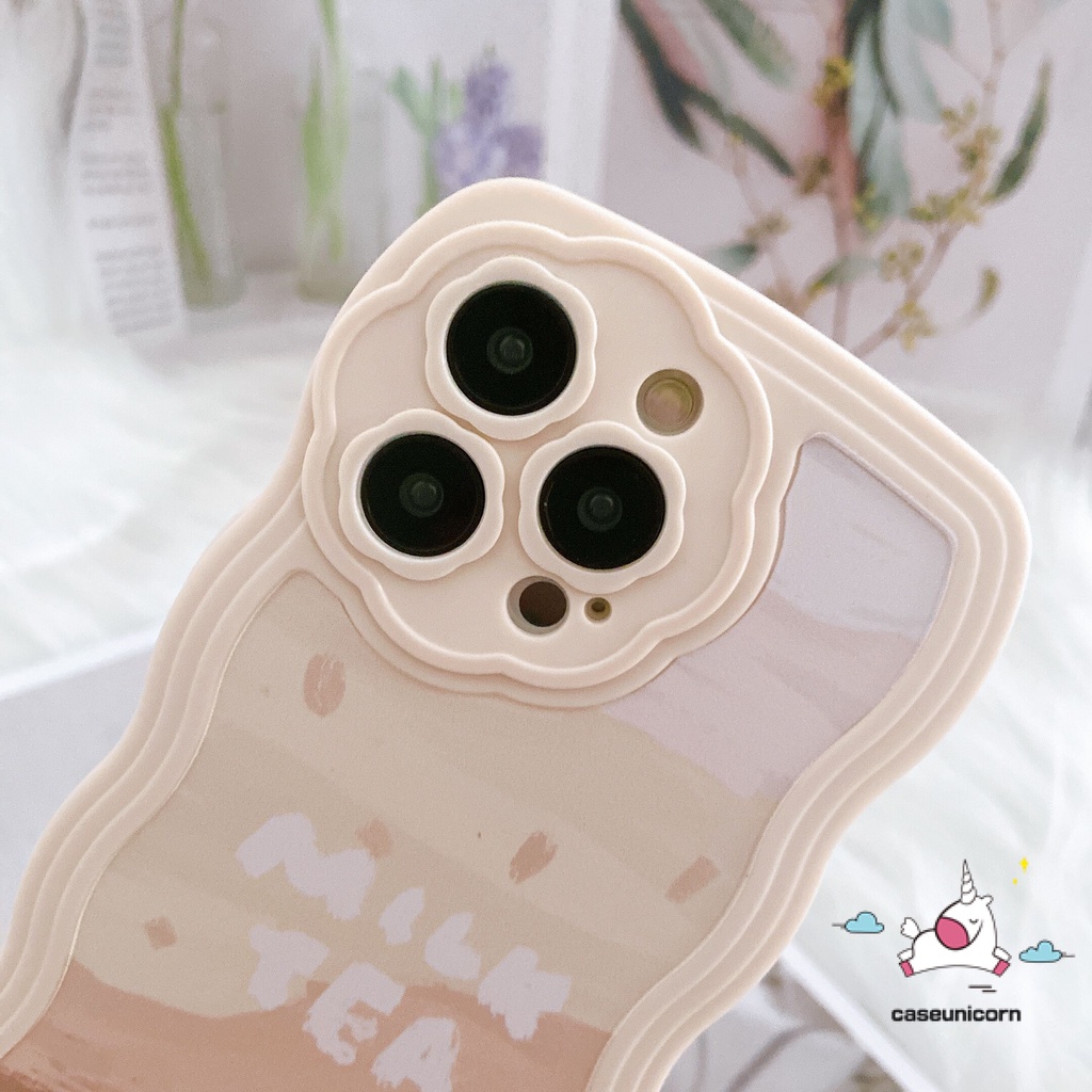 Ốp Điện Thoại Mềm Họa Tiết Hoa Trà Sữa Viền Lượn Sóng Cho iPhone 7plus 8plus 7 8 11 12 13 Pro MAX XR X XS MAX SE 2020