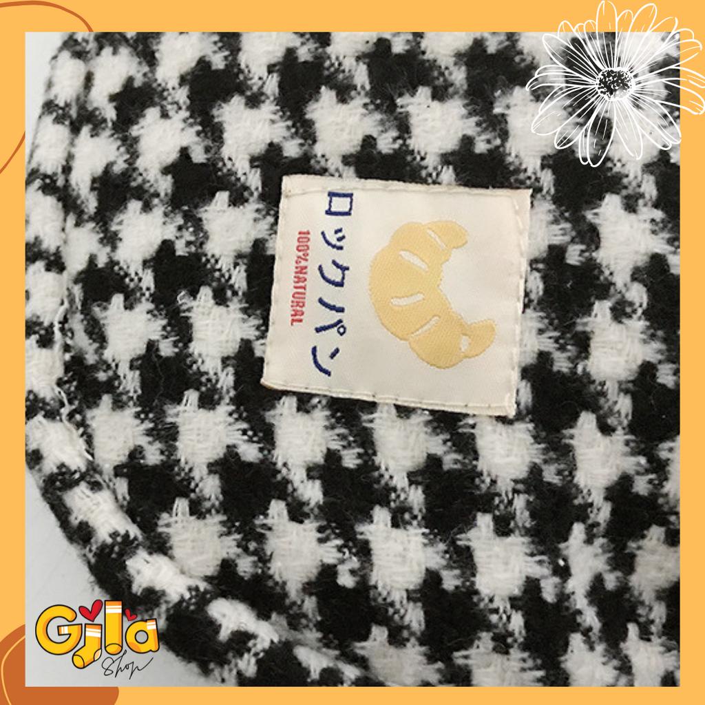 Túi Đeo Chéo Vải Len Họa Tiết Sọc Caro Phong Cách Vintage