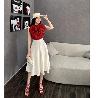 Áo 5 hoa kèm chân váy xòe tiểu thư - Angel V