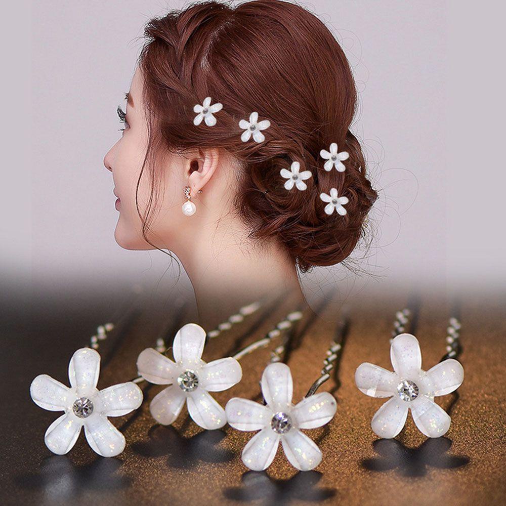 BORAG Set 10 Trâm Cài Tóc Chữ U Hoạ Tiết Hoa Đính Đá Lấp Lánh