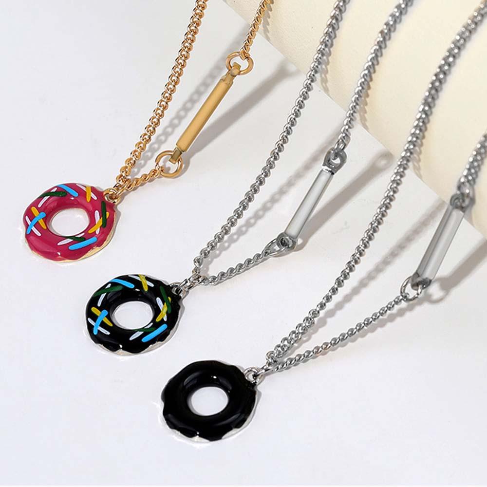 Vòng cổ Mặt Hình Bánh Donut Tráng Men Dễ Thương Cho Nữ