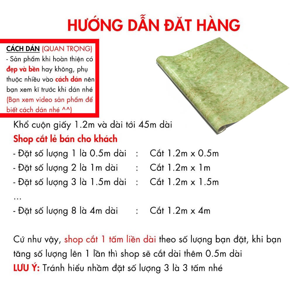 Giấy dán decal giả vân đá xanh ngọc 3D chịu nhiệt chống nước chống dầu mỡ dễ dàng lau chùi