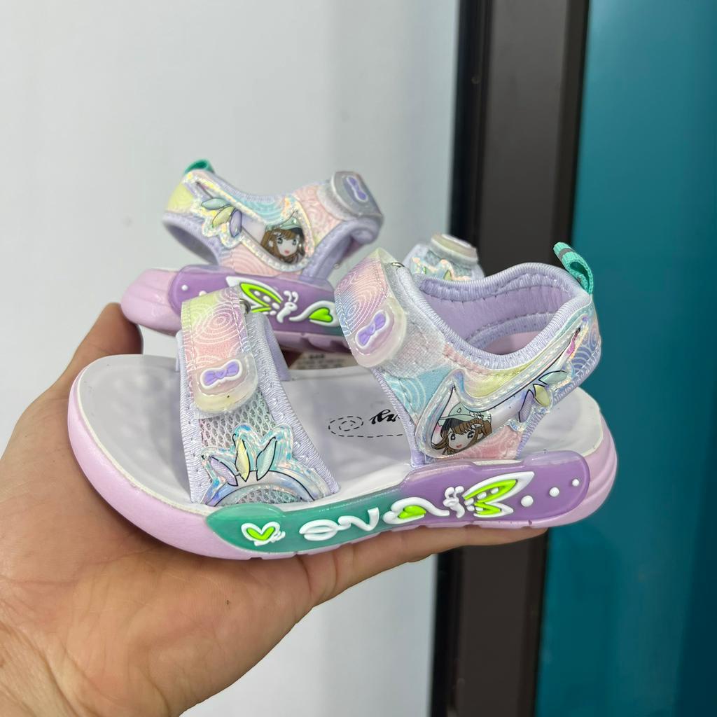Dép quai hậu đế eva siêu nhẹ cho be gái in hoạt hình tiểu thư QCCC - Sandal cho bé khâu đế chống trượt fullbox 8807