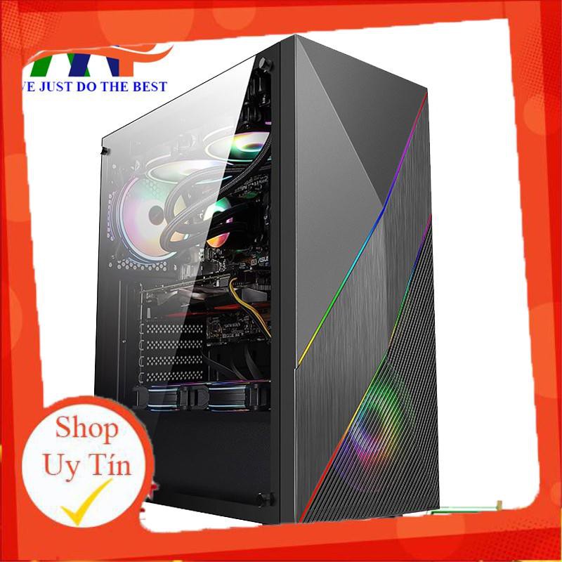 VỎ MÁY TÍNH CASE AAP DIAMOND GAMING Mặt trước dãy Led RGB (Hông Kính Cường Lực)