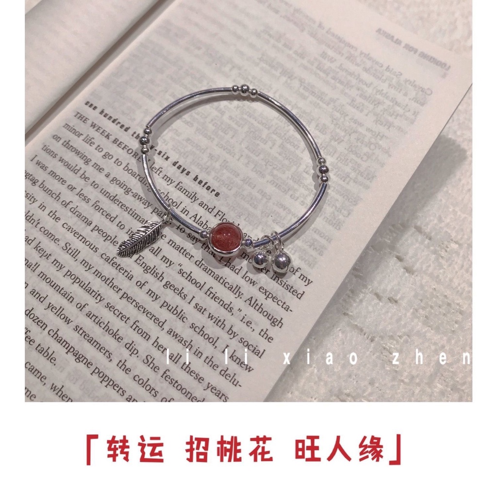 Vòng Đeo Tay Một Tay Xia Xiaozong Đính Pha Lê Dâu Tây Tự Nhiên Có Chuông Làm Quà Tặng Cho Bạn Gái