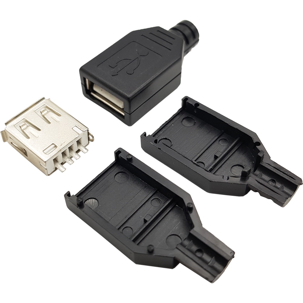 Đầu USB A Cái 4P kèm vỏ