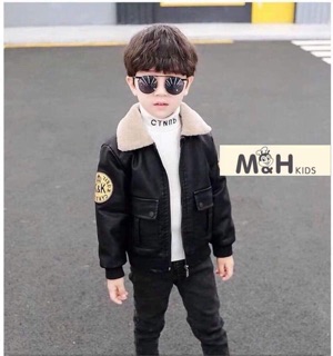 Áo da K&K cổ lông mịn