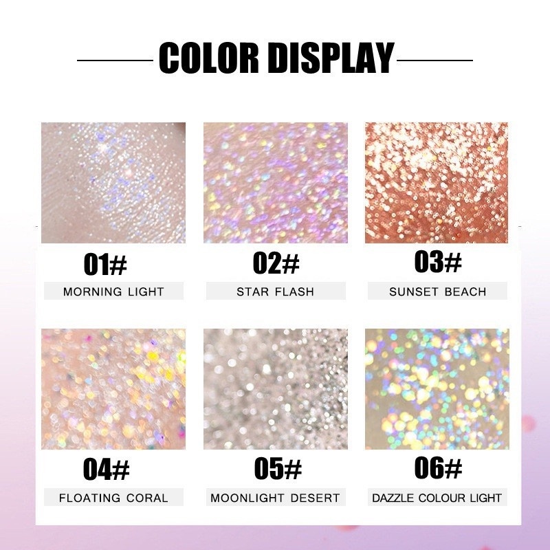 Phấn Mắt Dạng Lỏng 6 Màu Kim Cương Lấp Lánh Tự Nhiên Tinh Tế Làm Sáng Da Chống Nước Lâu Trôi