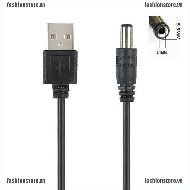 FS TRE USB Port to 2 5 3 5 4 0 5 5mm 5V DC Barrel Jack Power Cable Cord Connector Black[VN]